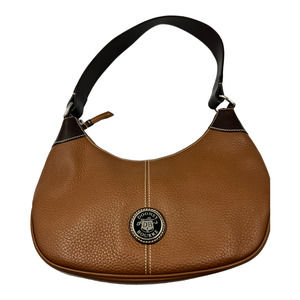 DOONEY & BOURKE Pebbled LEATHER Handbag, Caramel & Brown, Silver Hardware, Zip